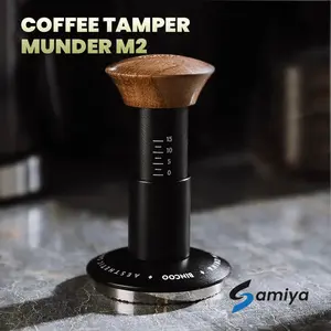 New vesper tamper kopi klik munder m2 / triple spring coffee tamper click adjustable walnut wood constant pressure