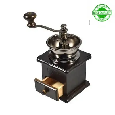 Manual Coffee Grinder Alat Penggiling Kopi Manual Bahan Besi Kayu - Black (Best Quality)