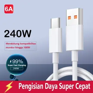 Kabel Pengisian Cepat 240W 6A USB Type C untuk Xiaomi OPPO VIVO