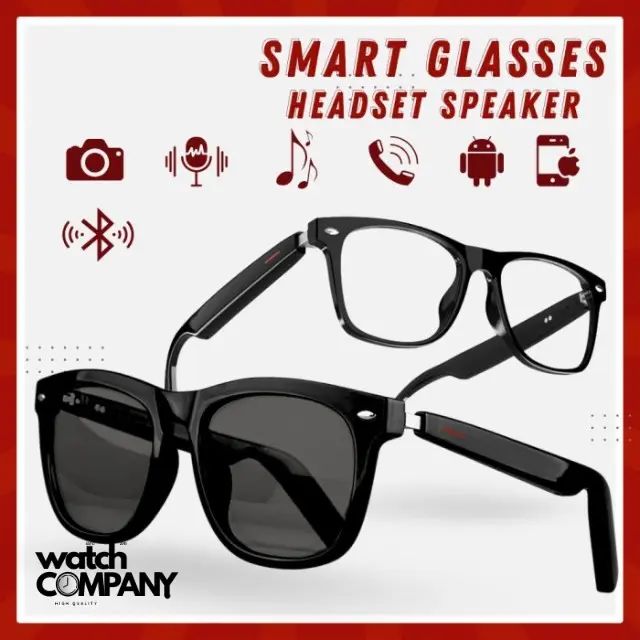 ELAVO Kacamata Pintar Smart Sun Glasses Earphone Headset E13 Bluetooth Anti UV Stereo Speaker Touch Wireless Sunglass HiFi Monster Sound Outdoor Minus Sunglass Pria Wanita Unisex Gentle Voice Assistant Foto Telepon Calling Photo Google E13 Cowok Cewek
