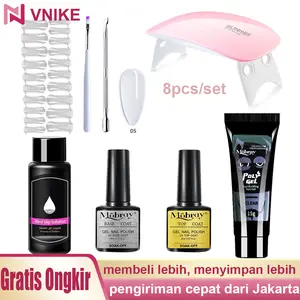 Set Ekstensi Kuku Alat Nail Art VNIKE Palsu PolyGel Nail Extension Set 15ml Nail Builder Set Polygel Acrylic Kit