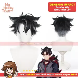 Wig Cosplay Anime Game Wriothesley Rambut Palsu