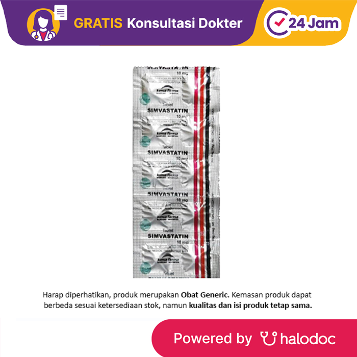 Gambar Simvastatin 10 mg 10 Tablet - Obat Kolesterol - Halodoc dari Apotek Medika Prima Tambora Kota Administrasi Jakarta Barat Tokopedia