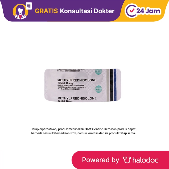 Gambar Methylprednisolone 16 mg 10 Tablet - Anti Inflamasi - Halodoc dari Apotek Medika Prima Tambora Kota Administrasi Jakarta Barat Tokopedia