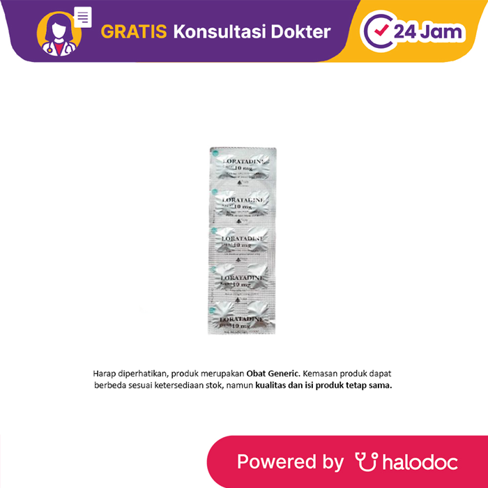 Gambar Loratadine 10 mg 10 Tablet - Obat Alergi - Halodoc dari Apotek Medika Prima Tambora Kota Administrasi Jakarta Barat Tokopedia
