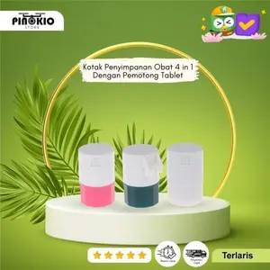 Kotak Penyimpanan Obat Multifungsi 4 in 1 Dengan Pemotong Tablet