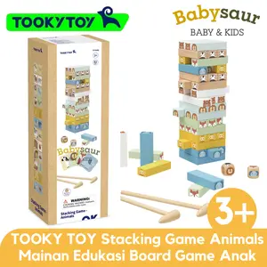 TOOKY TOY Stacking Game Animals Wooden Toys Mainan Edukasi Board Game Anak Laki - Laki Perempuan 3+