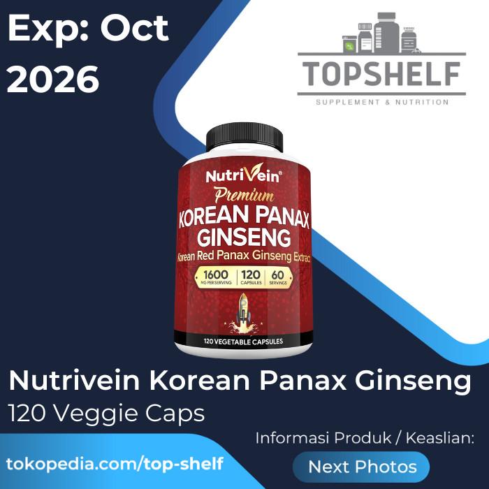Nutrivein Korean Red Panax Ginseng 1600 MG for Energy Vitality Libido