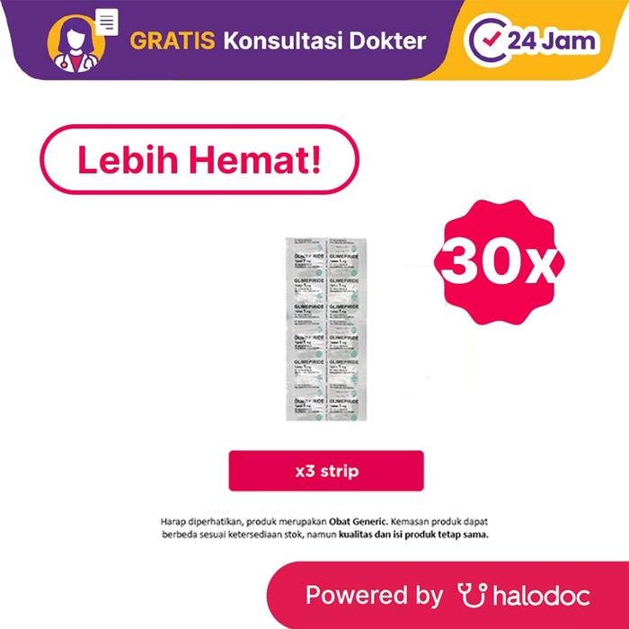 Glimepiride 1 mg 3 Strip 30 Tablet - Diabetes - Halodoc