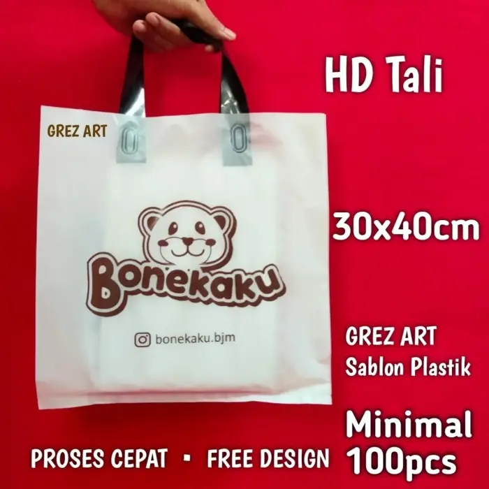 Plastik Sablon HD TALI, 30x40cm Shopping Bag Soft Handle, FREE DESIGN