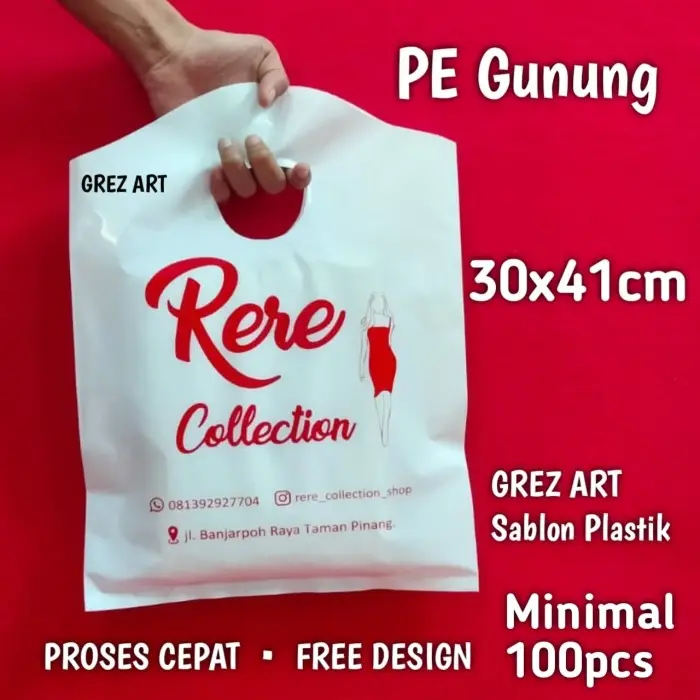 Plastik Sablon PE GUNUNG DISTRO, 30x41cm FREE DESIGN per pcs