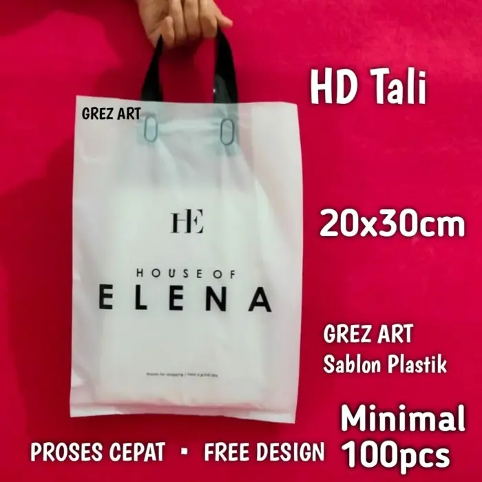 Plastik Sablon HD TALI, 20x30cm, Shopping Bag Soft Handle, FREE DESIGN