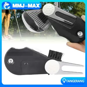 5 In 1 Golf Lapangan Divot Repair Fork Tool Golf Pitchfork Putting Fork Ball Marker Tool Score Counter Golf