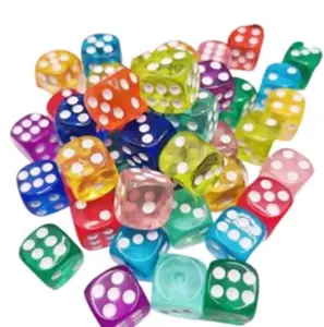 GROSIR 100 Pcs Dadu Transparan Mainan ular tangga ludo monopoli 16 Mm - Dice putih bening Candy Color 16mm Plastik Games