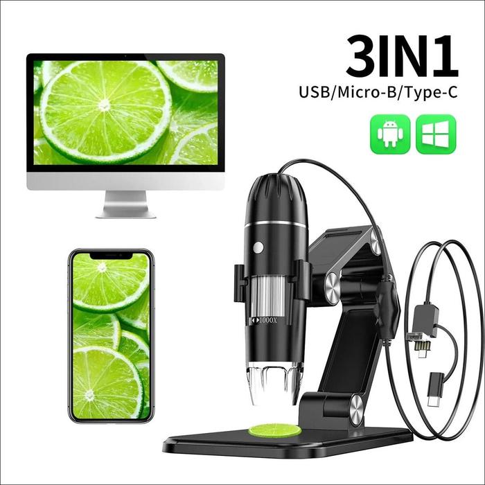 Gambar 3-in-1 50X-1600X Portable Digital Microscope  HD USB 8 LED dari One Shopedia Kab. Bojonegoro Tokopedia