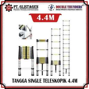 saleTangga Lipat Teleskopik Aluminium Single 4.4 M - SERTIFIKAT EN 131 - Portable, Karet, Anti Karat tangga  portable - 2M