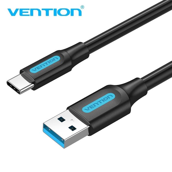 Gambar VENTION Kabel Data USB 3.0 to TYPE-C 3A 5Gbps Black - COZ - 0.25M dari Gaming Plus Store Kota Surabaya Tokopedia