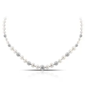 Kalung Perak Kristal Mutiara Wedding -Wedding Crystal Pearl Silver Nec