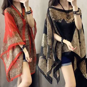 Outer Pantai Bahan Sifon Baju Syal Scarf Printing Batik Chiffon Sutra