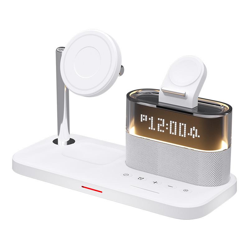 5-in-1 Wireless Charger Desktop Multifunctional Clock 30W Fast Wireless Charging Compatible with iPhone Series Phones
