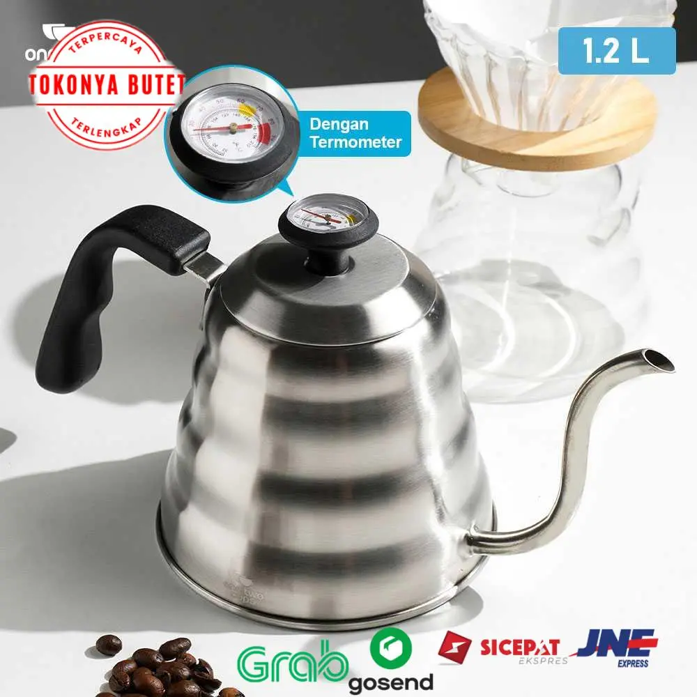 Two Cups Teko Kopi Leher Angsa Pot V60 Drip 1.2L with Thermometer