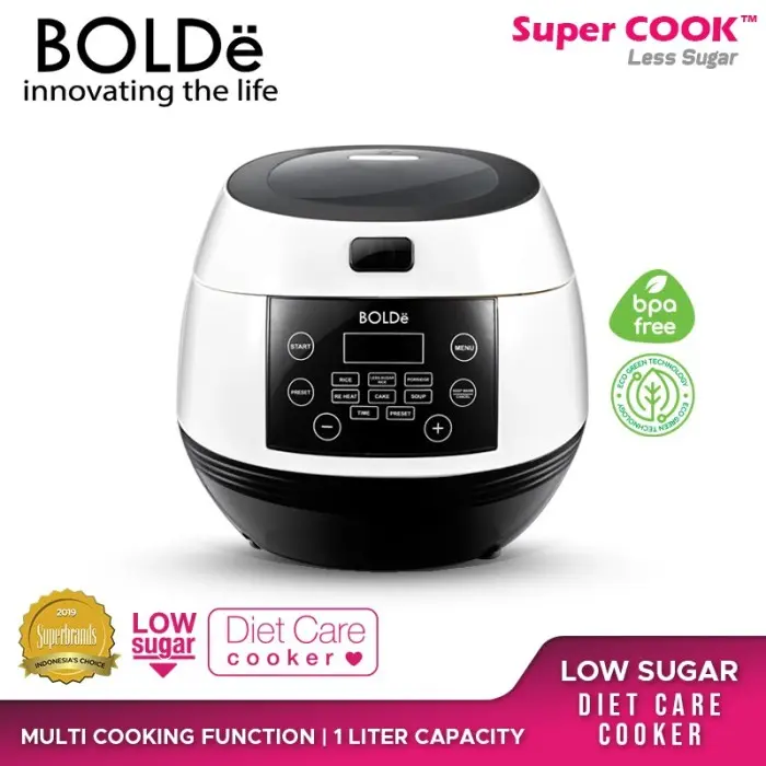 BOLDe Super COOK Less Sugar Rice Cooker 1 Liter Low Carbo 400 Watt 4.8