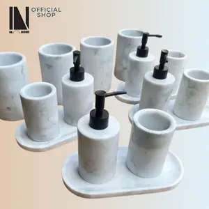 TEMPAT SABUN SET 3in1 Perlengkapan Kamar Mandi Dispenser Sabun Bath Set Tempat Sabun Gelas Marmer
