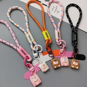 Tali Gantungan Gelang HP Macaron Korea Mobile Phone Lanyard String Handphone Wrist Strap with Warna Klip Ponsel Patch Hitam Telepon