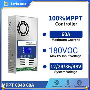 ORI&ReadyMPPT 40A/60A Solar Charger Controller Kontroler Surya PLTS Cas Aki MPPT 60A Solar Charge Controller 12V/24V/36V/48V Battery Auto Identification Solar Panel Max Input  Lovie _PROMO