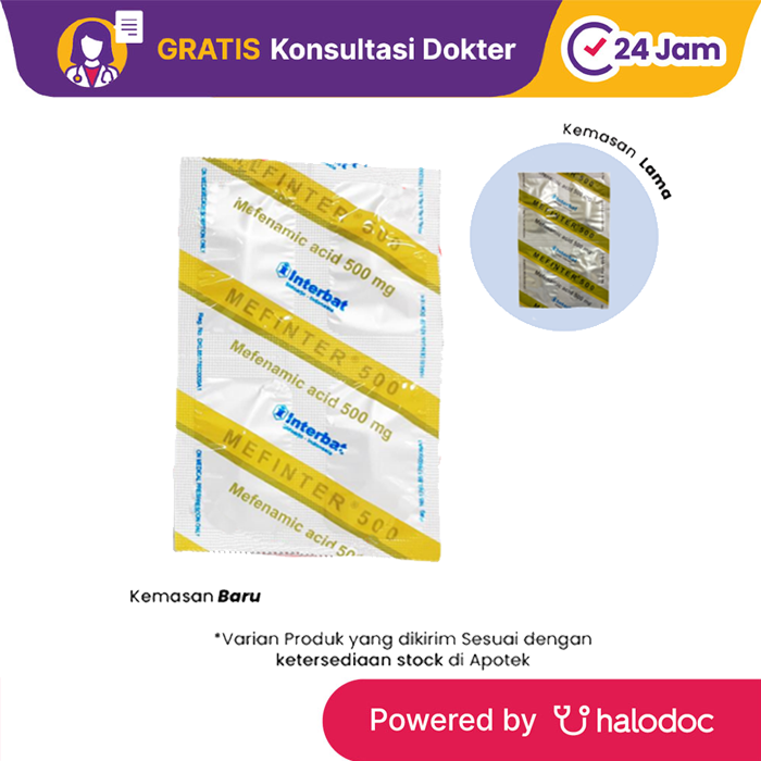 Gambar Mefinter 500 mg 4 Tablet - Pereda Nyeri - Halodoc dari Apotek Medika Prima Tambora Kota Administrasi Jakarta Barat Tokopedia