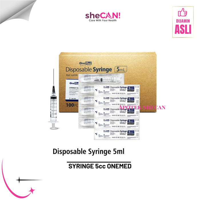 Gambar Syringe Onemed Disposable Syringe Jarum Spuit 5cc Onemed (BOX) dari APOTEK SHECAN Kota Administrasi Jakarta Barat Tokopedia
