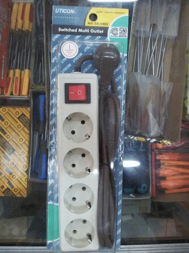 Gambar Stopkontak stop kontak cable extension arde 4 soket+saklar+kabel Uticon ST-1482 dari Suara Mas Kota Surabaya Tokopedia