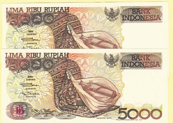Gambar uang kuno mahar  rp 5000 tahun 1992 sasando rote dari UNOMIN Kota Banjarbaru Tokopedia