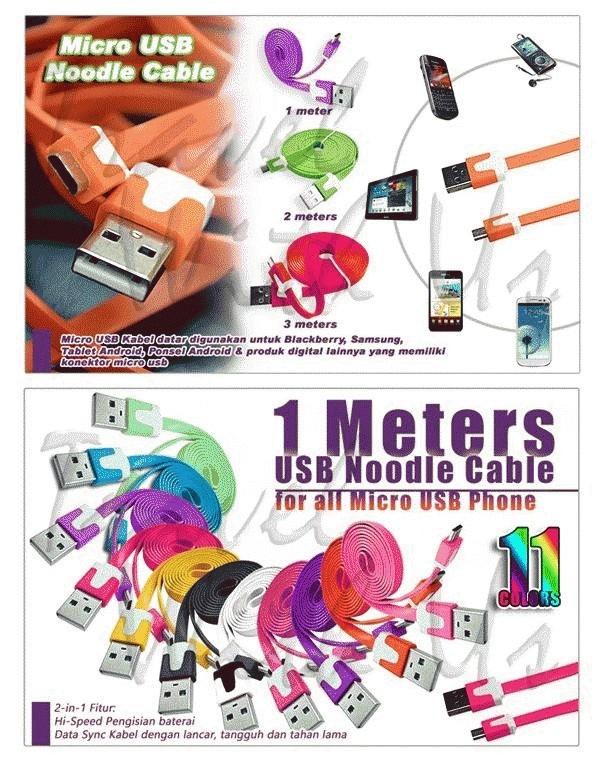 Gambar Kabel Data Micro USB Model Mie Instan 1 meter dari i2Y Store Kota Bandung Tokopedia