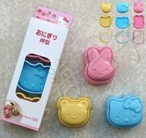 Gambar Set Cetakan Nasi Mini Motif Hello Kitty + Beruang + Kelinci (1 Set Isi 3) dari Dunia Jasmine Kota Surabaya Tokopedia