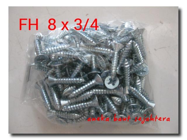 Gambar Skrup FH 8x3/4 dari ANEKA BAUT SEJAHTERA Kab. Bekasi Tokopedia