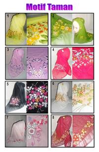Gambar jilbab paris sulam pita motif taman dari tarizcollection Kab. Jombang 1 Tokopedia