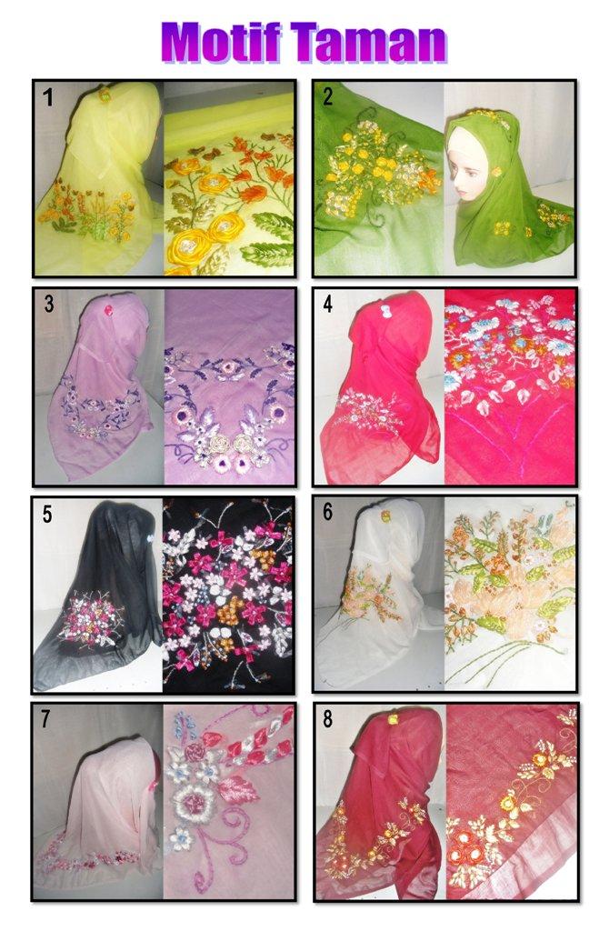 Gambar jilbab paris sulam pita motif taman dari tarizcollection Kab. Jombang Tokopedia