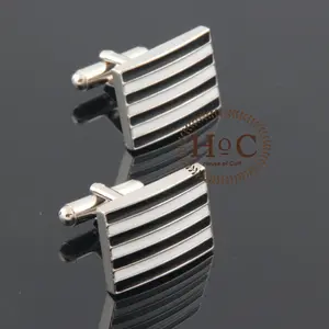Cufflinks Manset Kancing Kemeja French Cuff  Black White Lined