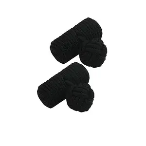 Cufflinks Manset Kancing Kemeja French cuff Silk Knot Barrel Black