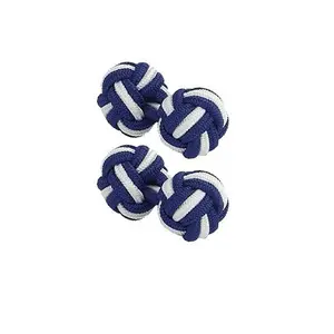 Silk Knot Blue White Cufflink