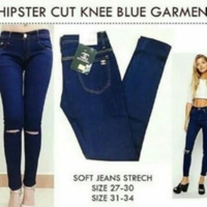 Gambar Jeans Navy Garment Big Size Sobek Lutut dari funfashionstore_NEW Kota Bandung Tokopedia