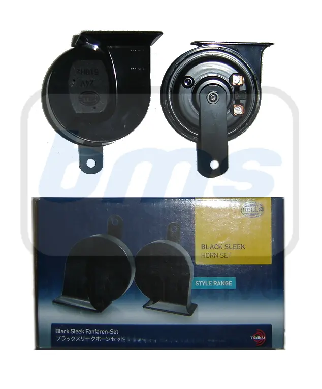 Klakson Hella Keong Black Hitam Sleek 24V Horn Set