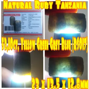 53,10ct, Natural Yellow - Green - Grey - Blue Sapphire Tanzania (RS017