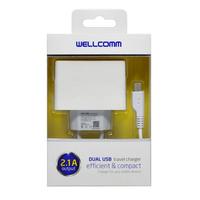 Gambar Travel Charger Dual USB 2.1A Output Wellcomm dari Eben Haezer Net Kota Administrasi Jakarta Barat 2 Tokopedia