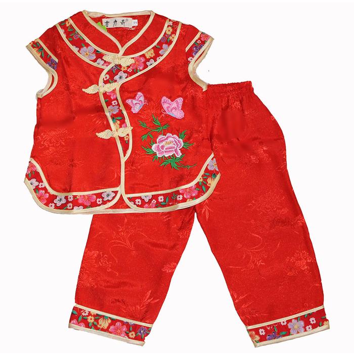 Gambar Stelan Anak Perempuan Cheongsam Bordir Lengan Pendek Merah dari clafishope baby kid shop Kota Administrasi Jakarta Barat Tokopedia
