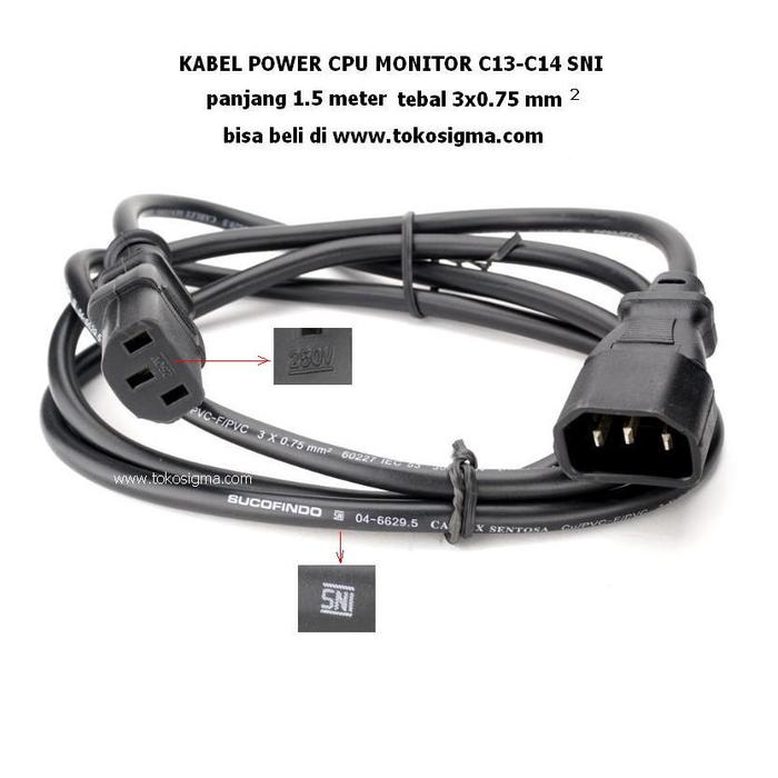 Gambar KABEL POWER 1.5 mtr SNI 3X0.75mm CPU-MONITOR C13-C14 dari Toko Optima Kirana Kota Administrasi Jakarta Barat Tokopedia