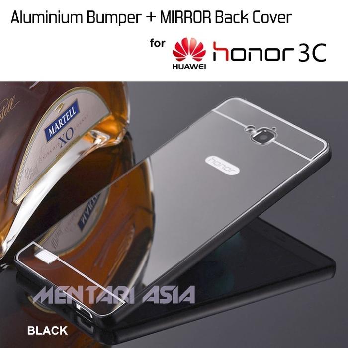 Gambar Bumper HUAWEI Honor 3C : Aluminium Bumper + MIRROR Back Cover dari MENTARI ASIA Kota Administrasi Jakarta Pusat Tokopedia