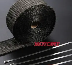 Glass Fiber Hitam Pembalut / Peredam Panas Knalpot / Exhaust Wrap 0