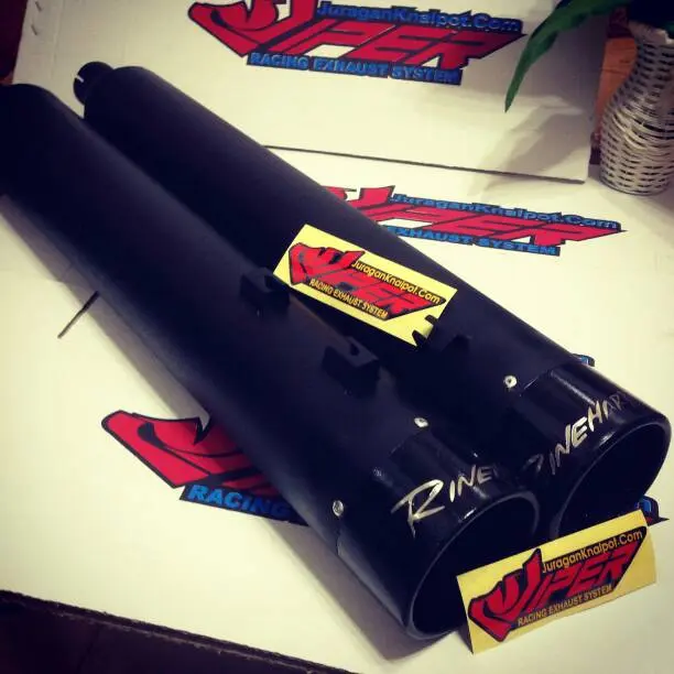 Knalpot Slipon Harley Davidson Model Rinehart FullBlack and Chroem